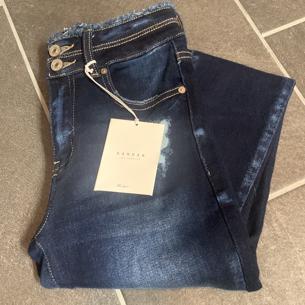 Dark Wash High-Rise Skinny Jeans - Blue - Picture 2 of 8